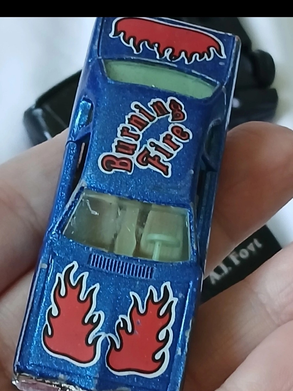 1:64 Yatming 1057 Blue Plymouth Duster Burning Fire-Doors Open Demon Mopar Nice!